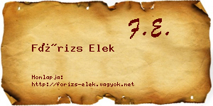 Fórizs Elek névjegykártya