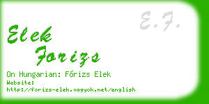 elek forizs business card